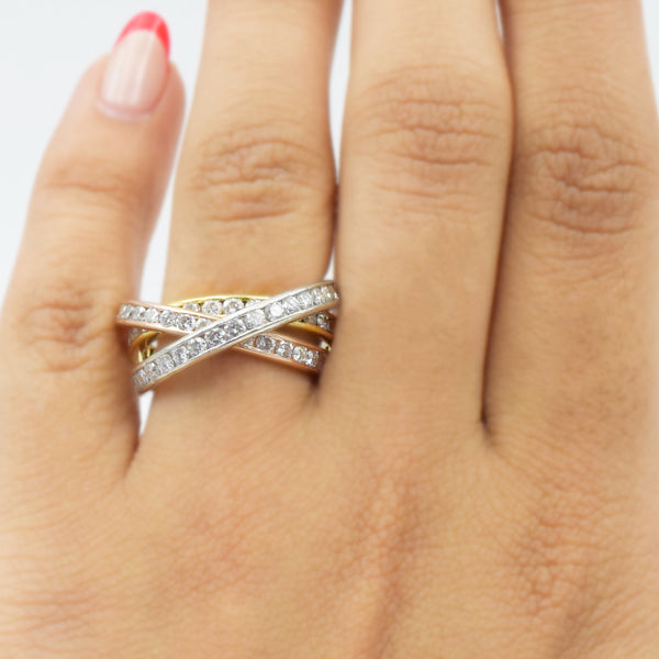 3.50ct Diamond Rolling Ring in 18k Yellow & Rose Gold and Platinum