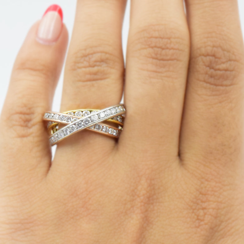 3.50ct Diamond Rolling Ring in 18k Yellow & Rose Gold and Platinum