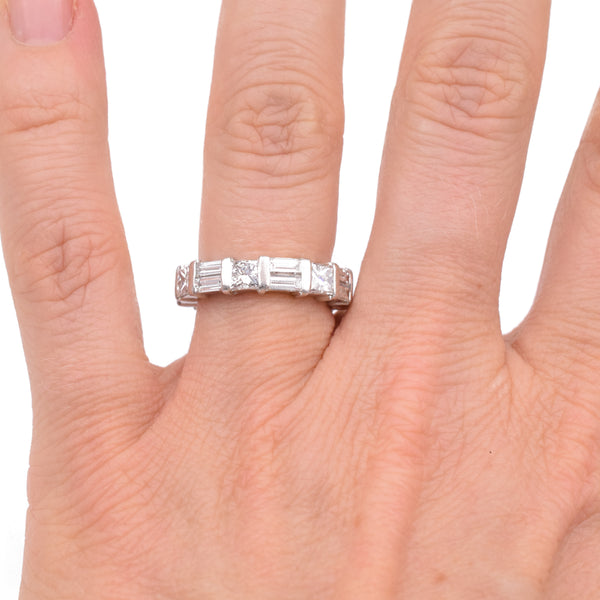 4.05ct Princess & Baguette Diamond Eternity Band in Platinum