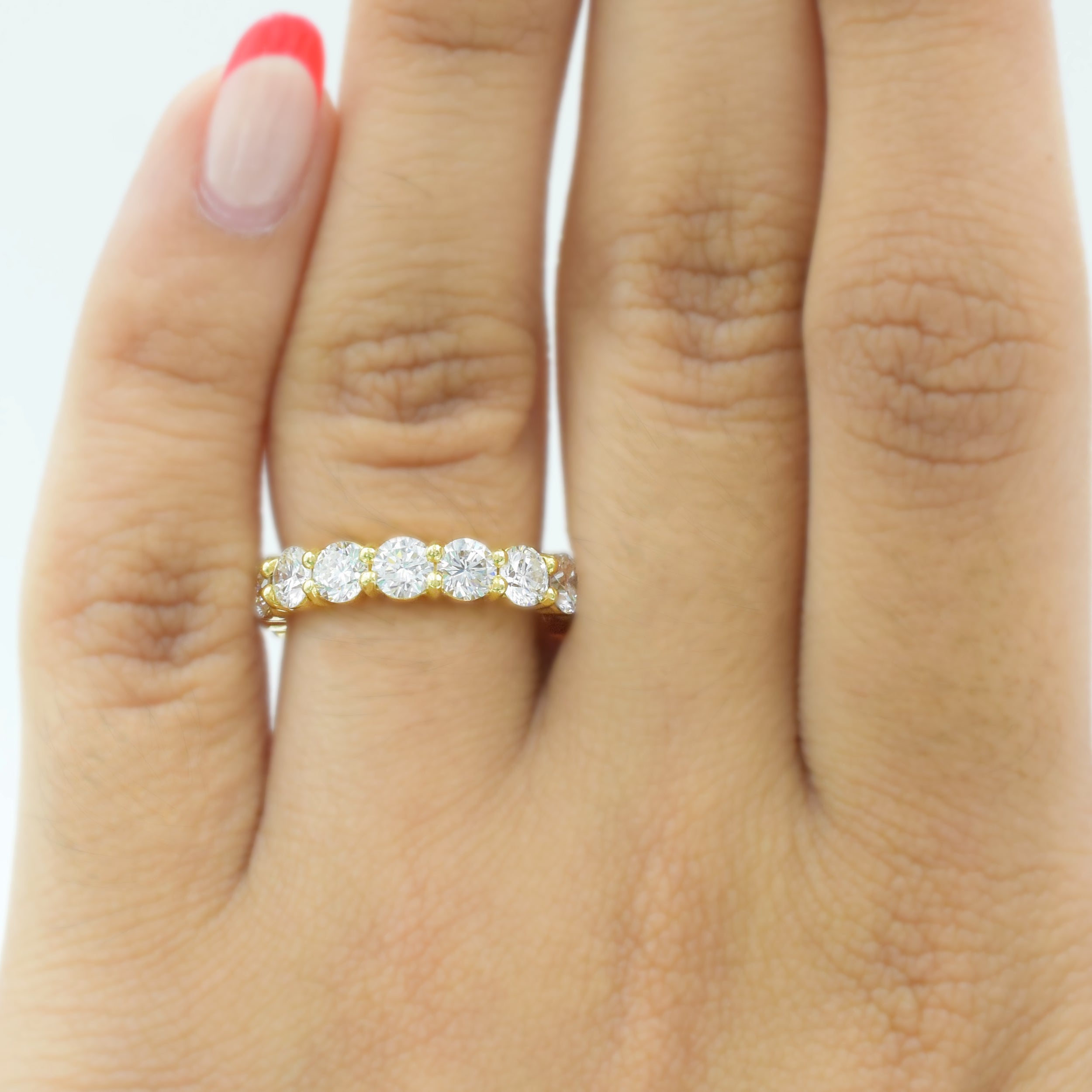 3.41ct Round Diamond Eternity Band in 18K Yellow Gold