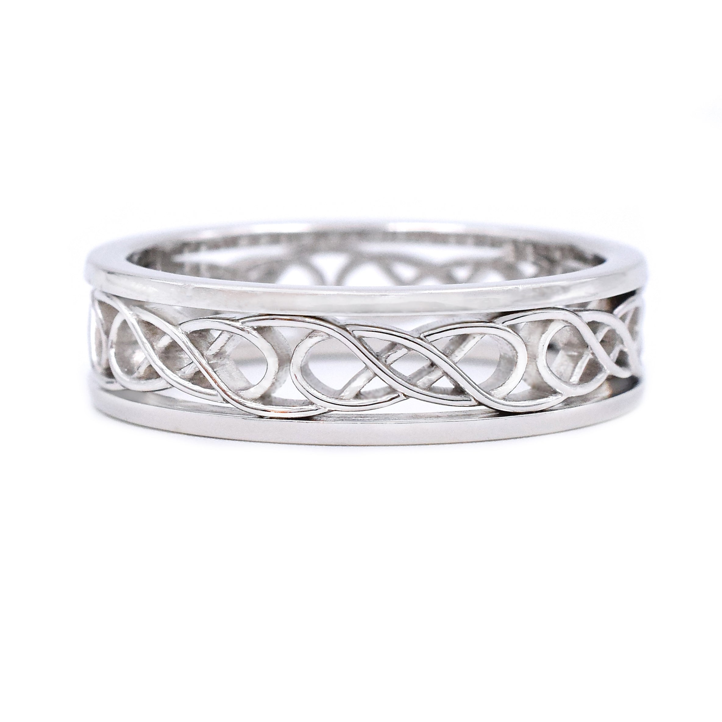 7mm Wide Celtic Style Wedding Band in Platinum