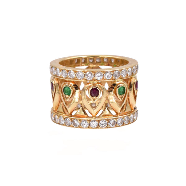 1980's Diamond and Gemstone Band by Cartier