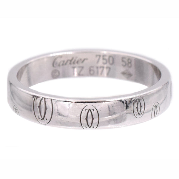 'Logo de Cartier' Wedding Band in 18k White Gold