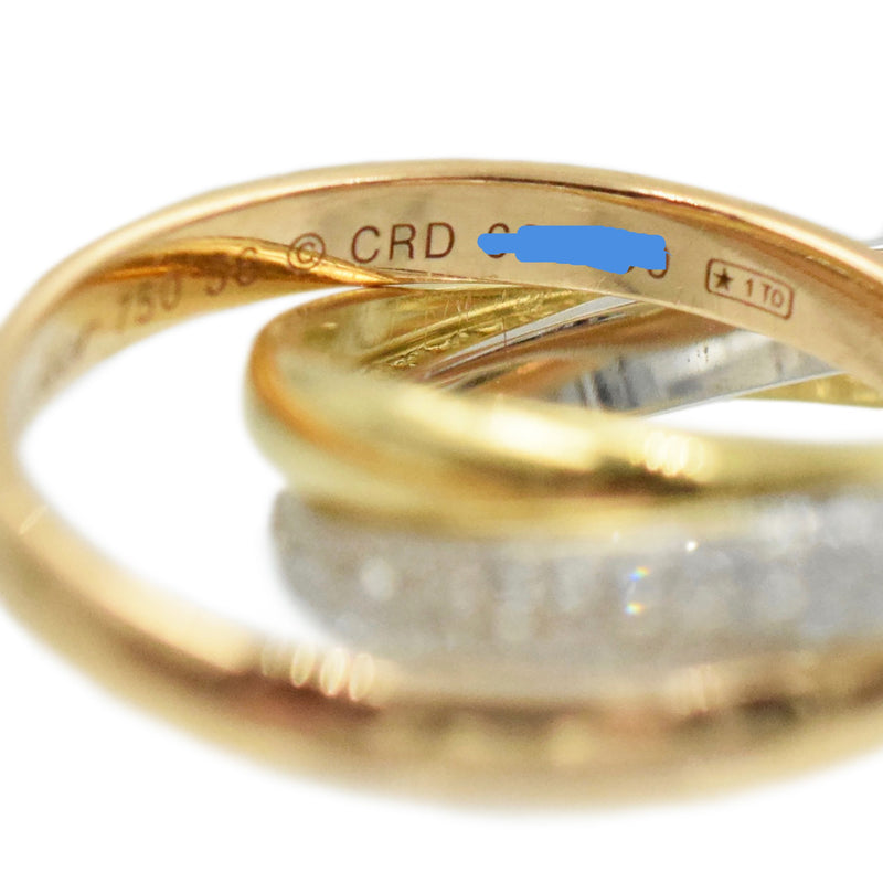 Diamond Trinity de Cartier Ring in 18k Tri-Tone Gold