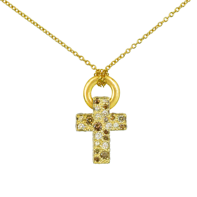 Pomellato Sabbia Diamond Cross Pendant in 18k Rose Gold