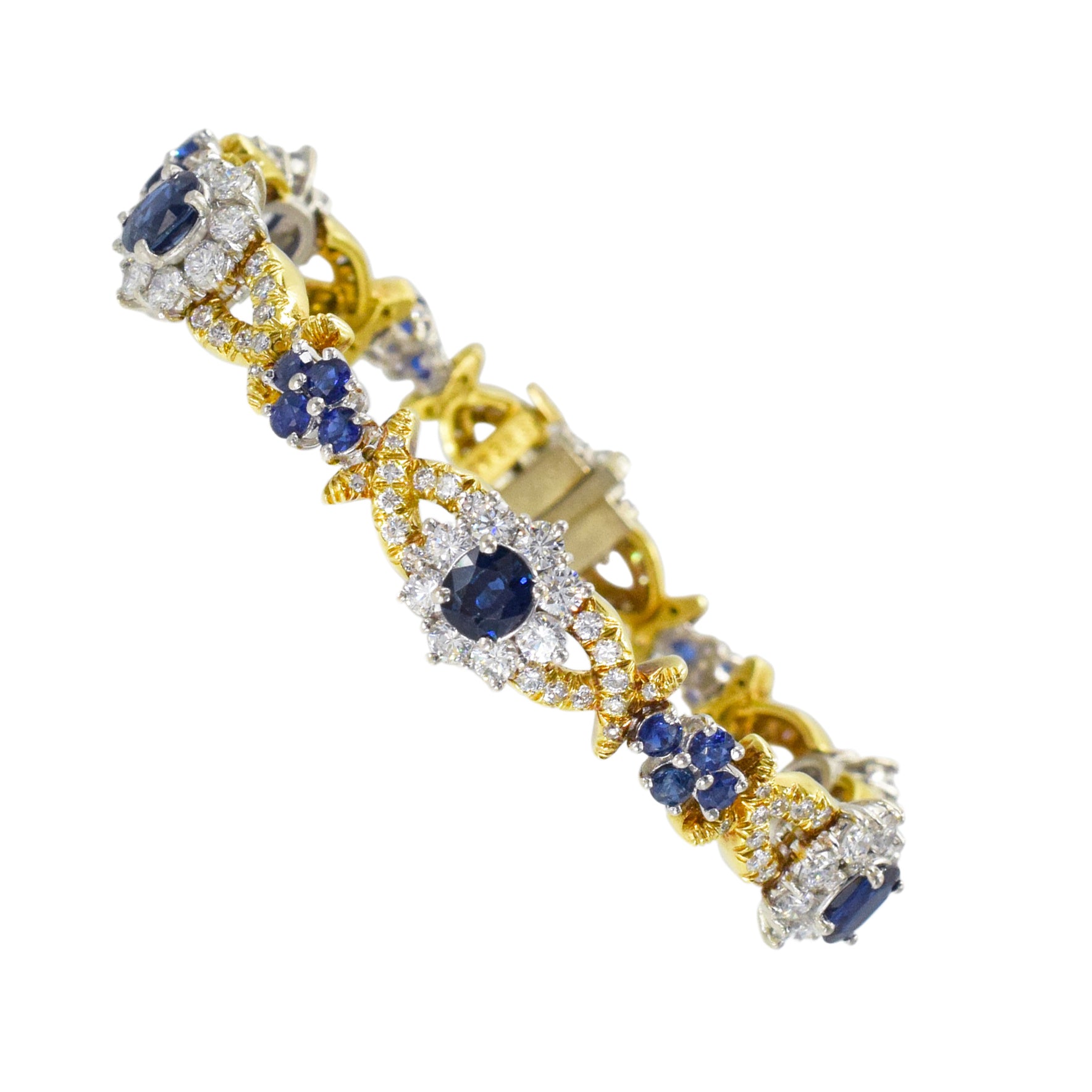 Vintage Sapphire & Diamond Bracelet in Platinum & 18k Yellow Gold