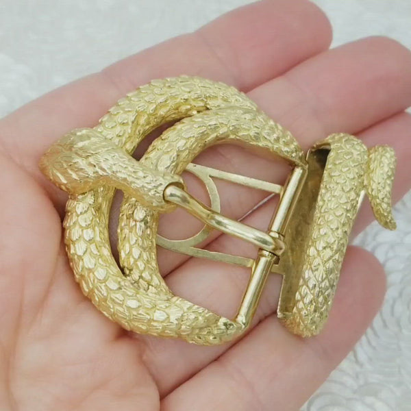 David Webb Snake Belt Buckle in 18K Yellow Gold
