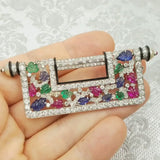 1920's Diamond, Sapphire, Ruby & Emerald Chinese Key Brooch