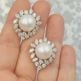 14.5mm South Sea Pearl & Diamond Earrings