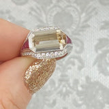 Art Deco Style 3.45ct Diamond & Ruby Ring in Platinum