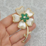 Mother Of Pearl, 5ct Emerald & 4.70ct Diamond Brooch and Pendant