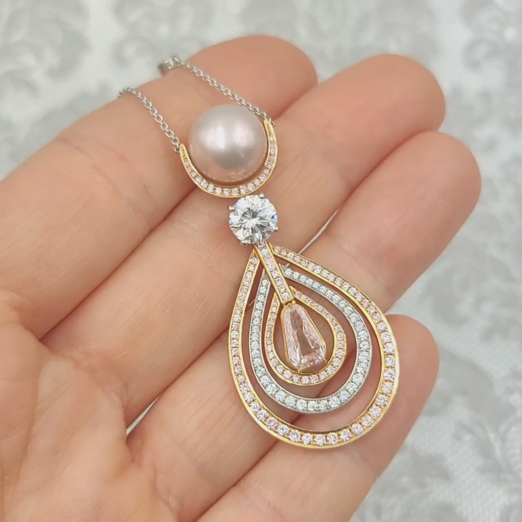 Pink Diamond & Pearl Necklace – Nally Jewels