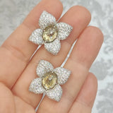 13.45ct Natural Fancy Colored & White Diamond Flower Earrings
