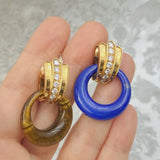 1970's Van Cleef & Arpels Diamond Door Knocker Earrings with Interchangeable Hoop